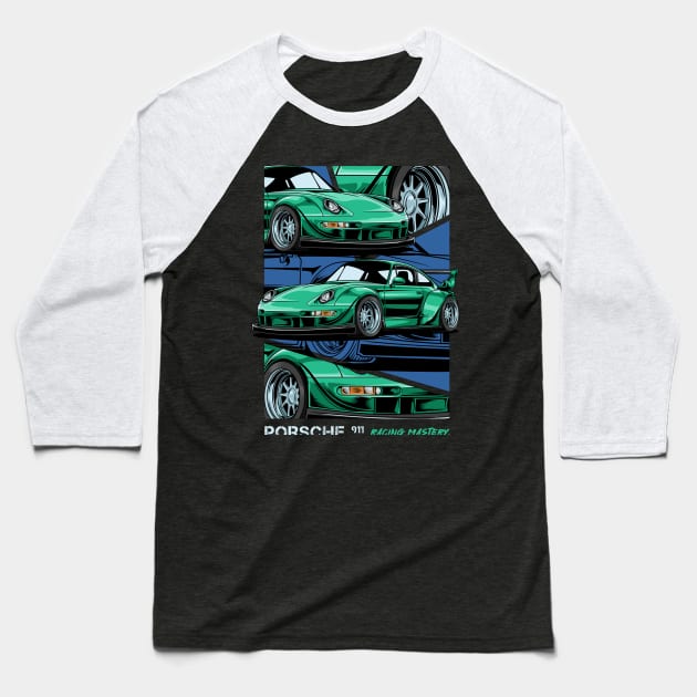 Porsche 911 Automotive Baseball T-Shirt by OpossumToe